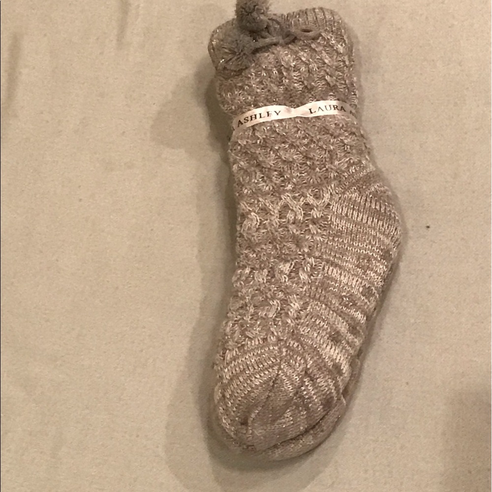 NWT Laura Ashley Silver Slipper Socks Size 9-11